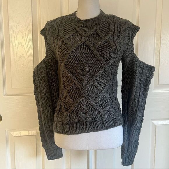 For Love and Lemons Andie Cut-Out Sweater in Grey Medium NEW MSRP $282 - Picture 3 of 10